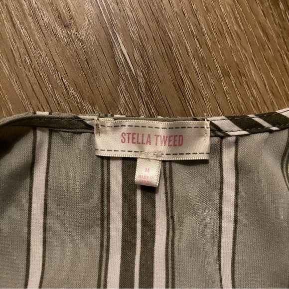 Stella Tweed Women’s Vertical Green Striped Dress with Zipper Neckline | Size M - Picture 2 of 10